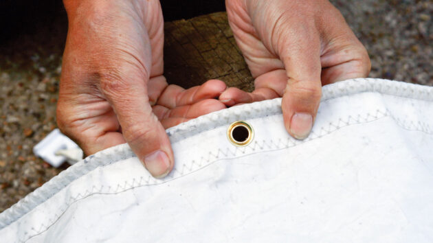 An eyelet on a sail