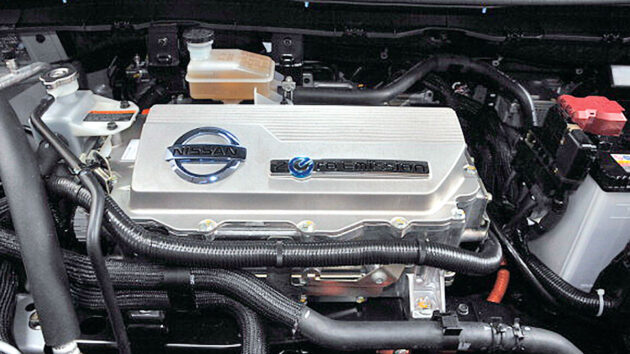 An electric vehicle battery installed in a car