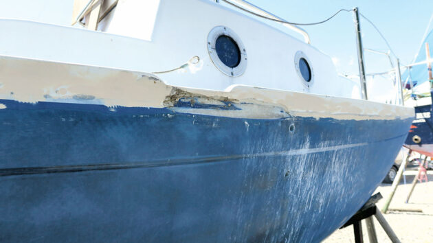 Work carried out on a boat hull