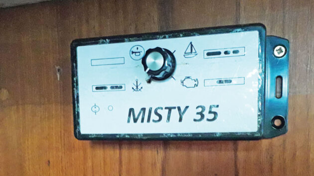 A control panel for a fog horn on a boat