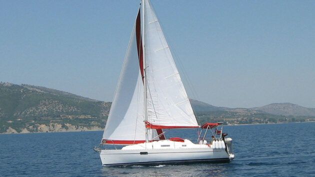 A yacht sailing in Greece