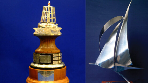 2025 Yachtsman of the Year and Young Sailor of the Year trophies