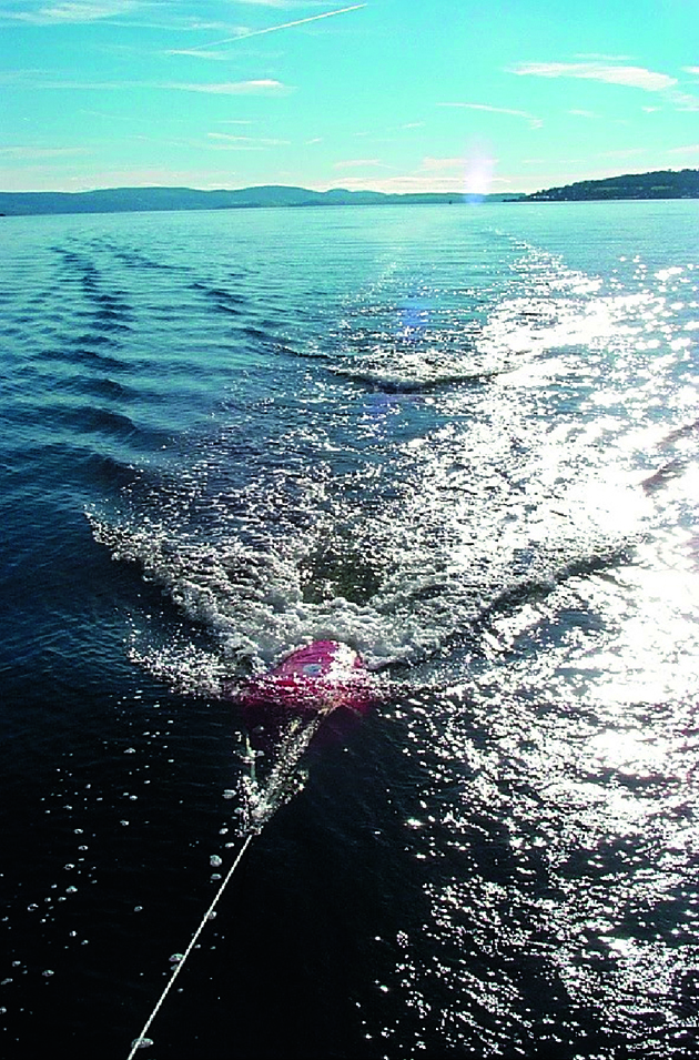 A drogue being towed by a yacht