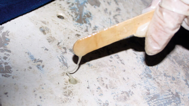 Epoxy resin being used