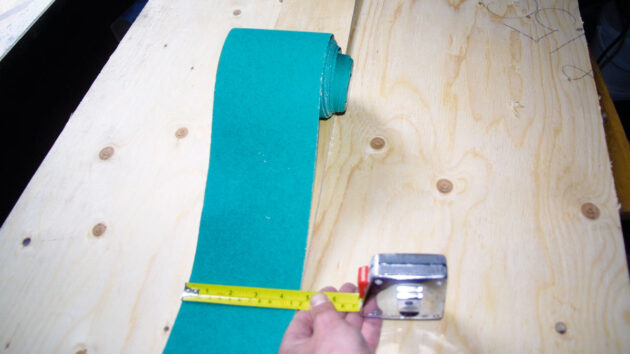 Sandpaper being measured