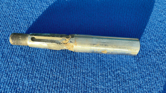 A broken rigging screw from a boat