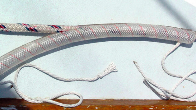 A homemade rope chafe protector