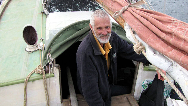 Sailor Nick Skeates on his boat