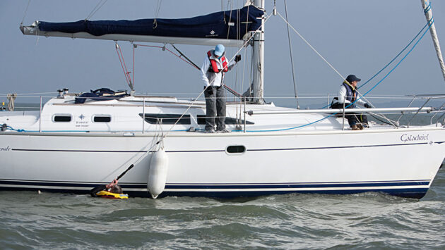 Two people on a boat