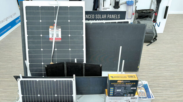 Boat solar panels set up