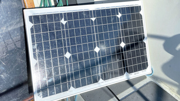 A solar panel on a boat