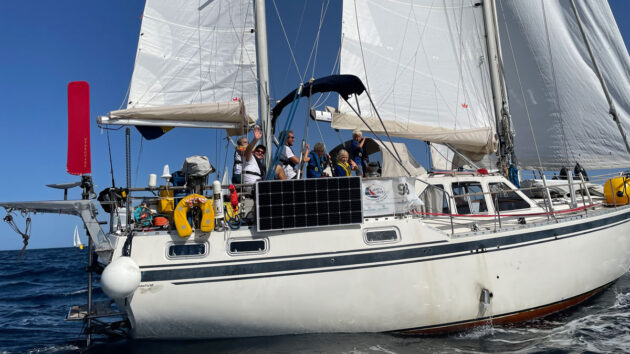 A solar panel on the side of a boat