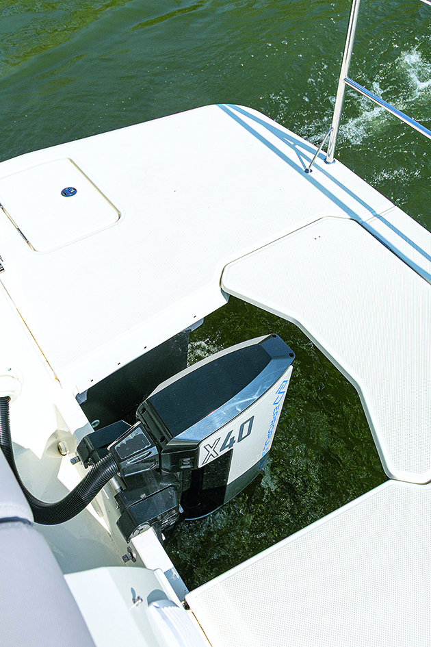 Outboard engine on a boat
