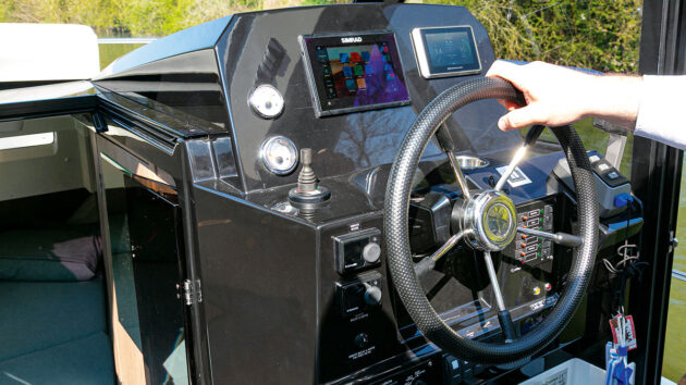 Steering and control console on a SunCamper 31