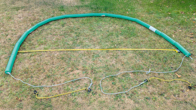 Pool noodles used to make a device to prevent wave slap on a boat hull