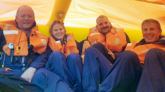 People in a liferaft