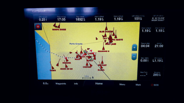 The screen of a chartplotter