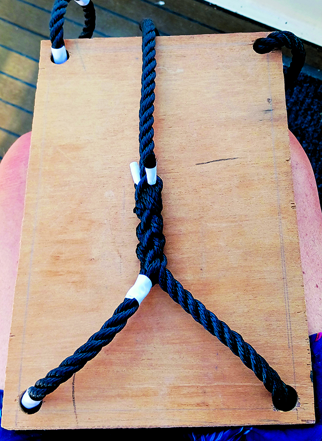 spliced rope on a boat step