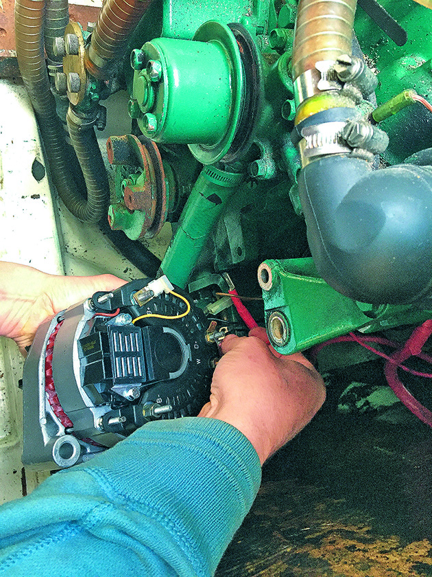 An alternator on a boat