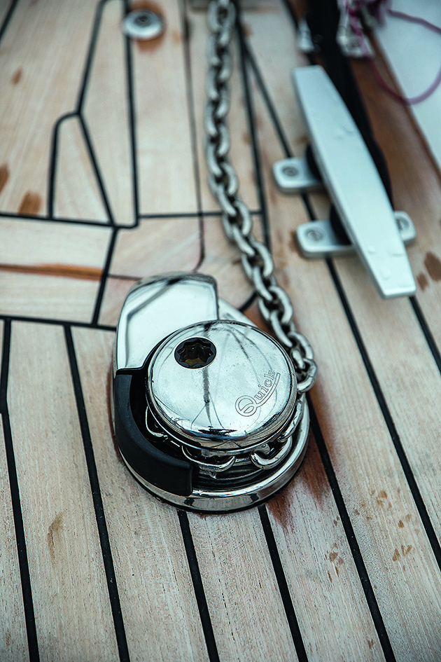 An anchor windlass on a boat