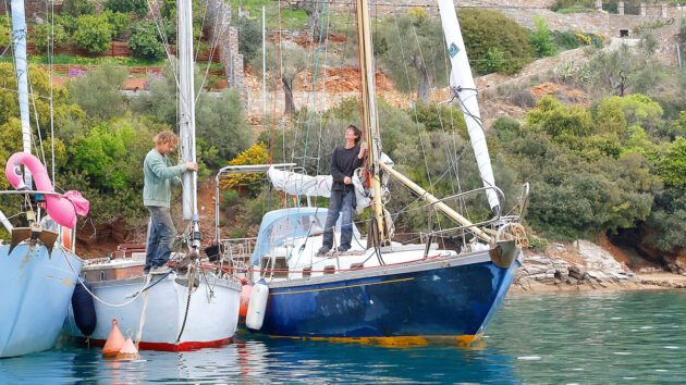 Boats moored in Greece