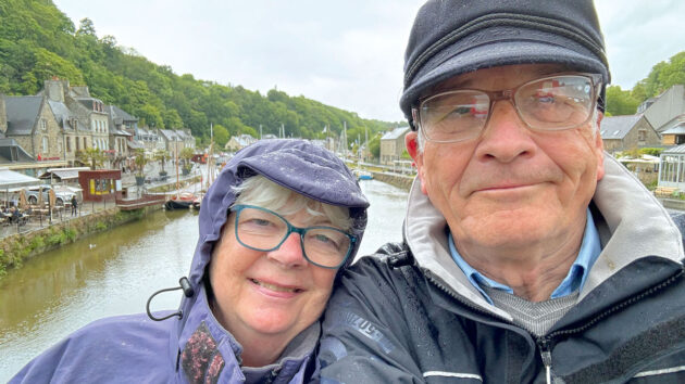 A couple on a motorboat