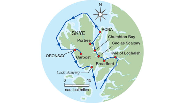 Michael Skidmore's route around the Isle of Skye in a Westerly Storm yacht. Credit: Sudden Impact Media