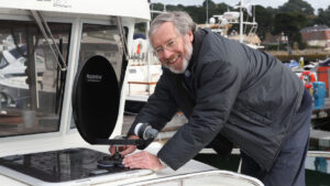 Emrhys Barrell on a boat