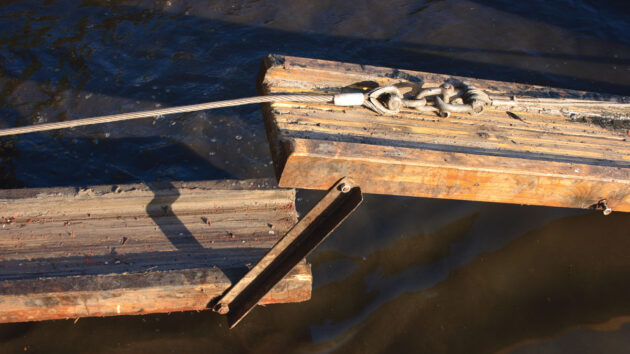 A boat being hauled out