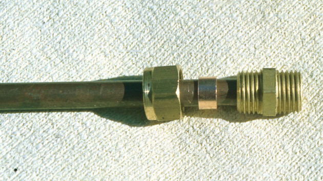 A copper ring on a joint
