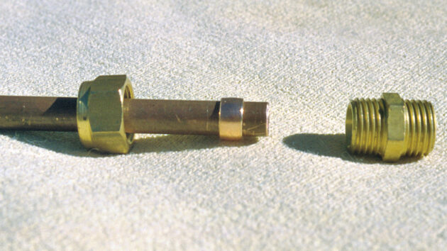 A disassembled compression joint