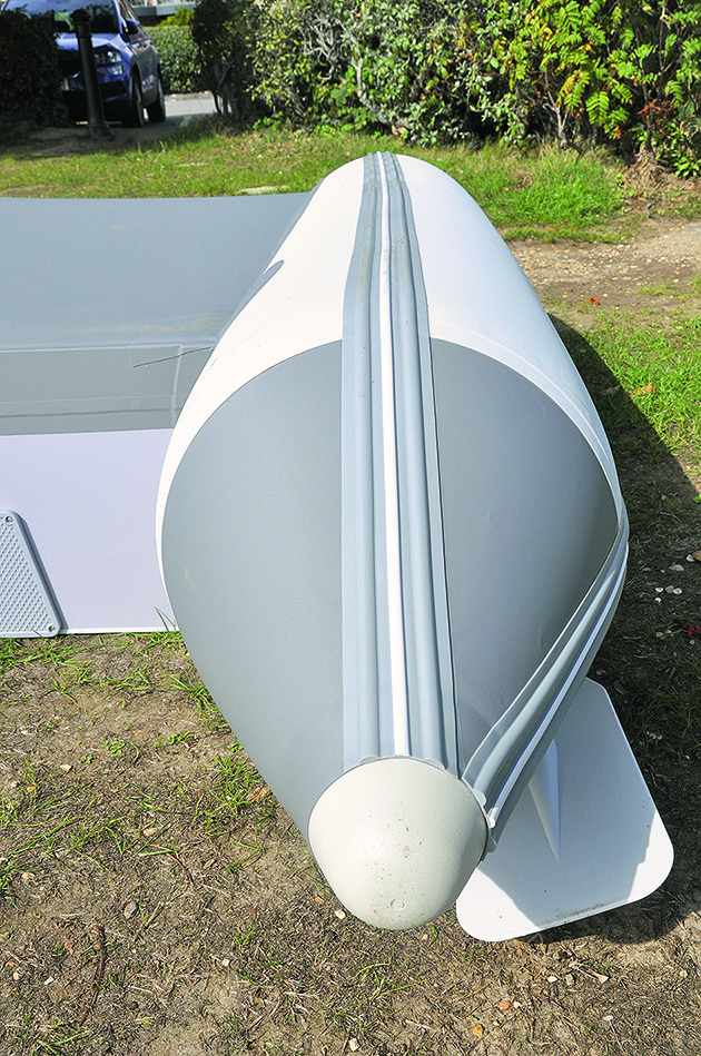 Rubbing strakes on an inflatable catamaran dinghy