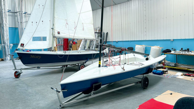 The Hartley Boats factory where dinghies are being rigged for customer handovers. Credit: Ali Wood