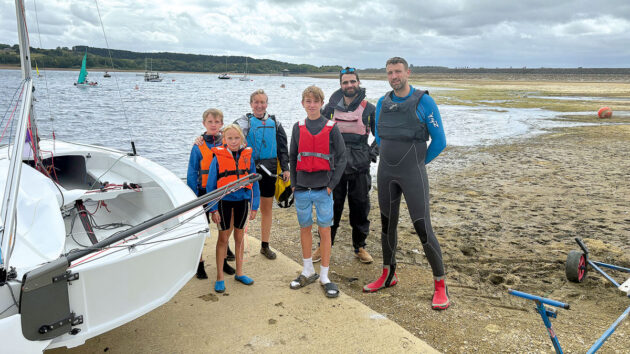 Ali Wood and family with Mark and Willfrom Hartley Boats in Derbyshire. Credit: James Wood