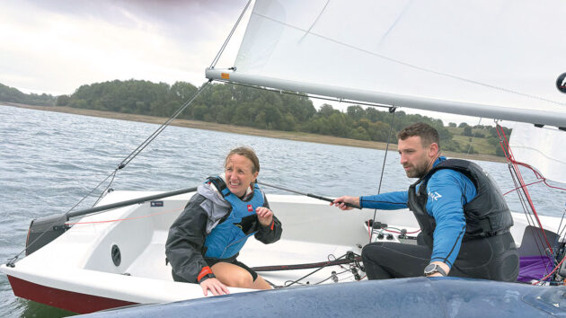 A squally sailfor Ali while son Dylan (12) takes photos from the RIB. Credit: Dylan Wood