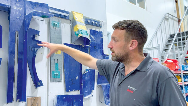 Jigs are used toensure correct sizing for all the Hartley-built boats. Credit: Ali Wood