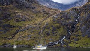 Towering Black Cuillin mountains surround the anchorage of Loch na Cuilce. Credit: Bertrand Gardel/Hemis/Alamy