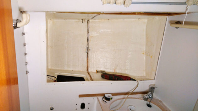 A bulkhead removed from a boat