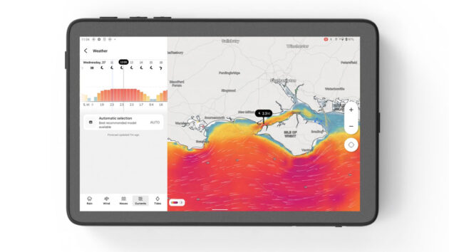 Animated current information on a chartplotter