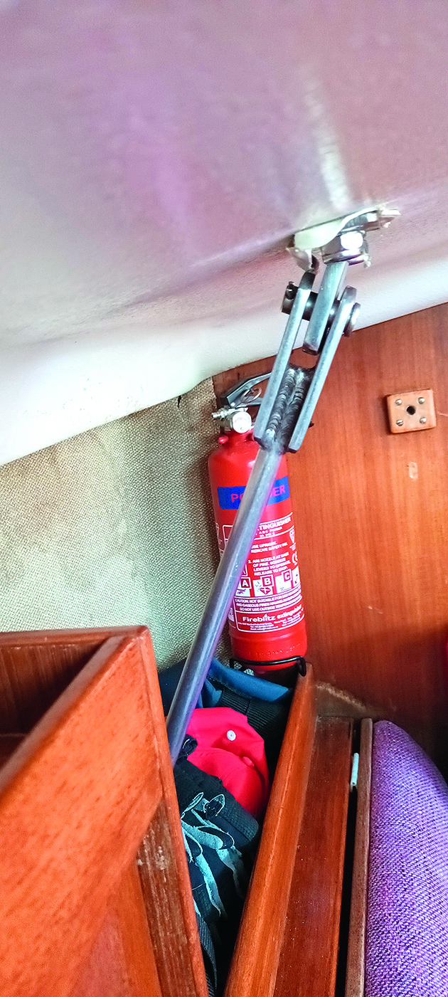 A rod and bolt on a yacht to secure the chainplate