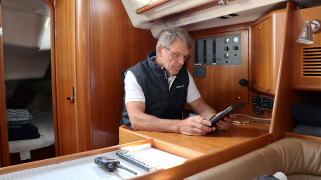 Knut Frostad on a boat