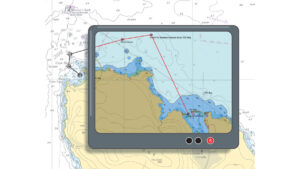 Graphic showing a marine chartplotter and paper navigational chart. Credit: RYA