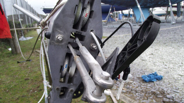 Part of a mast of a boat