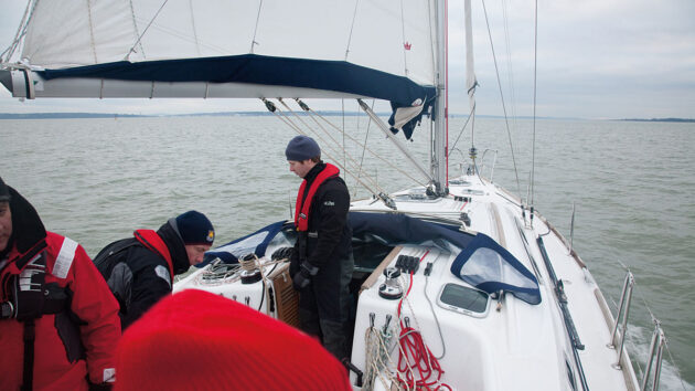 A yacht crew on a boat