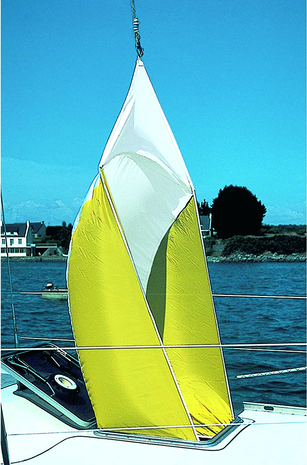 A wind scoop set up on a yacht as part of boat improvements