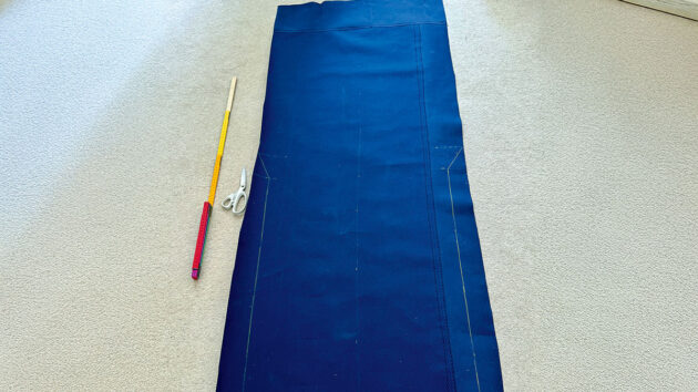 Canvas being measured out on the floor