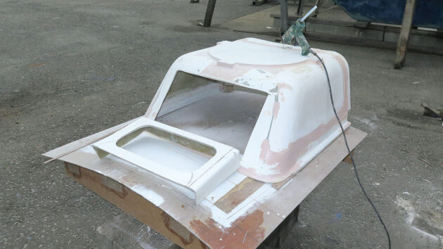 A moulded doghouse ready to be fitted to a boat