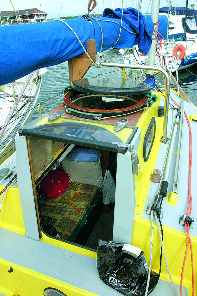 A doghouse on a boat
