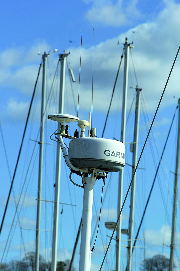 Antenna and GPS receiver on a boat