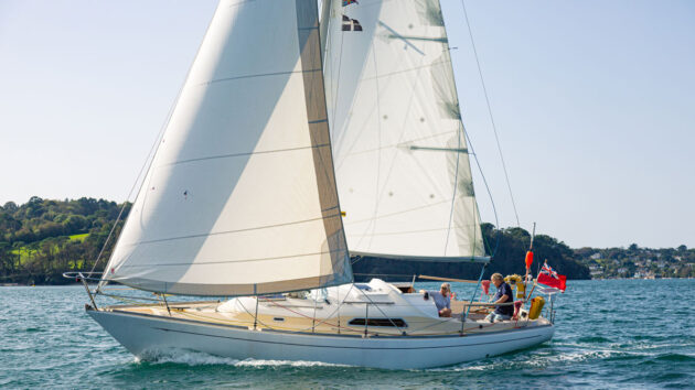 A yacht light wind sailing